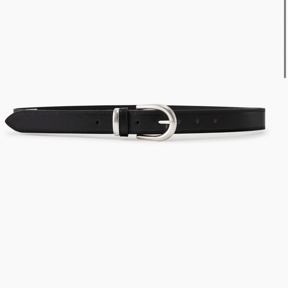 Wilfred Accent solid brass leather belt, size large in black and matte silver - Picture 3 of 5